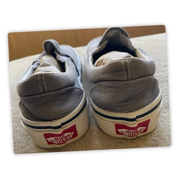 Vans  Classic Shoes Sneakers Gray Slip on Casual US Size M 6  W 7.5 Unisex - Picture 5 of 8